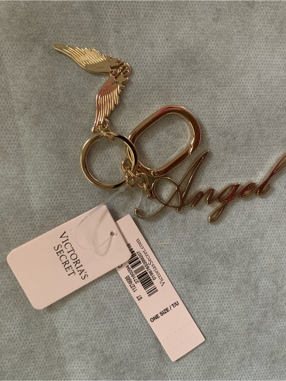 NWT Victoria's Secret Angel Wings Bag Charm Keychain Polished Gold Tone 6H58 - Picture 3 of 6